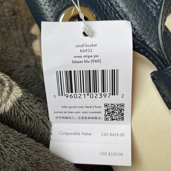 Kate Spade Marti Small Bucket Bag Even Stripe Blazer Blue - Picture 6 of 16